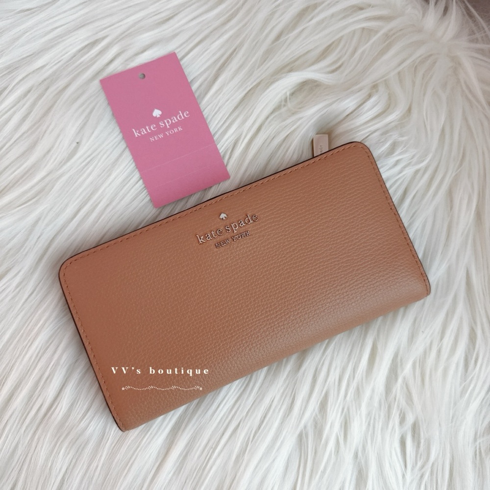 NWT Kate Spade Darcy Large Slim Bifold Wallet Classic Saddle Tan Brown WLR00545